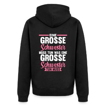 Geschwister Familie Schwestern Schwester - Unisex Premium Bio Zip Hoodie - Schwarz - Hinten - Nico (187cm)