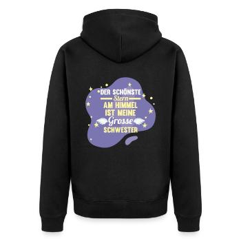 Geschwister Familie Schwestern Schwester - Unisex Premium Bio Zip Hoodie - Schwarz - Hinten - Nico (187cm)