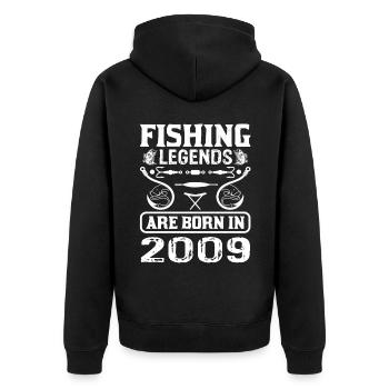 Les légendes de la pêche sont nées en 2009 - Veste à capuche bio Premium Unisexe - noir - Dos - Nico (187cm)