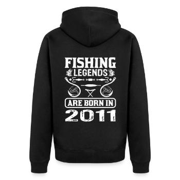 Fishing Legends Are Born In 2011 - Unisex Premium Bio Zip Hoodie - Schwarz - Hinten - Nico (187cm)
