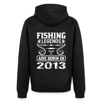 Les légendes de la pêche sont nées en 2013 - Veste à capuche bio Premium Unisexe - noir - Dos - Nico (187cm)