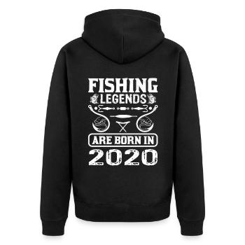 Les légendes de la pêche sont nées en 2020 - Veste à capuche bio Premium Unisexe - noir - Dos - Nico (187cm)