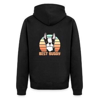 Boston Terrier Dog Dogs Dog Lovers Cadeau - Veste à capuche bio Premium Unisexe - noir - Dos - Nico (187cm)