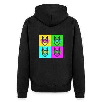 Boston Terrier - Unisex Premium Bio Zip Hoodie - Schwarz - Hinten - Nico (187cm)