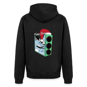 PC de jeu avec Beanie Funny Gambler Outfit Noël - Veste à capuche bio Premium Unisexe - noir - Dos - Nico (187cm)