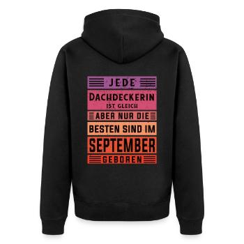 Handwerker Geburtstag September geboren - Unisex Premium Bio Zip Hoodie - Schwarz - Hinten - Nico (187cm)