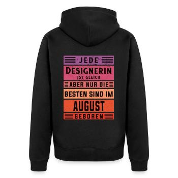 Illustrator Geburtstag August geboren Designerin - Unisex Premium Bio Zip Hoodie - Schwarz - Hinten - Nico (187cm)