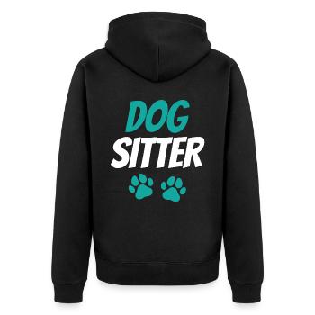Hundesitter Hundesitting Dog Sitting Hund - Unisex Premium Bio Zip Hoodie - Schwarz - Hinten - Nico (187cm)