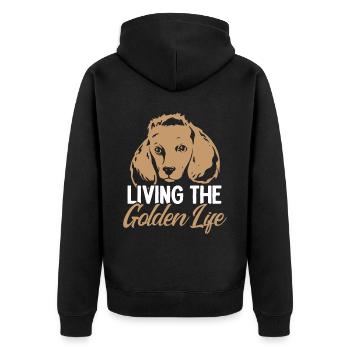Living The Golden Life Goldendoodle Dog Owner - Unisex Premium Organic Zip Hoodie - black - Back - Nico (187cm)