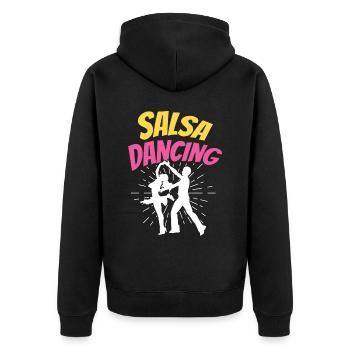 Salsa Tanzen Hobby Tanz Tänzer - Unisex Premium Bio Zip Hoodie - Schwarz - Hinten - Nico (187cm)