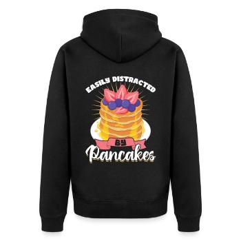 Easily distracted by pancakes Pancake maker - Unisex Premium Organic Zip Hoodie - black - Back - Nico (187cm)