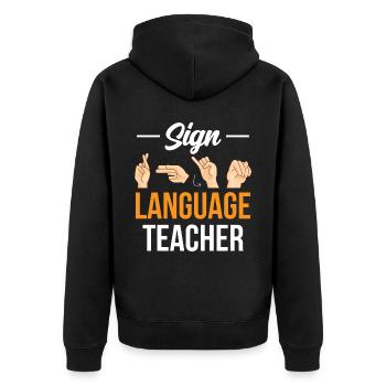 Gestes de sensibilisation des enseignants de langue des signes - Veste à capuche bio Premium Unisexe - noir - Dos - Nico (187cm)