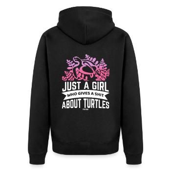 girl turtle mother water sea - Unisex Premium Organic Zip Hoodie - black - Back - Nico (187cm)