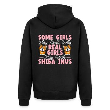 Shiba Inu Japonais Chien Amoureux Puppy Paw Love - Veste à capuche bio Premium Unisexe - noir - Dos - Nico (187cm)