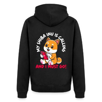 Mein Shiba Inu ruft und ich muss japanischen Hund gehen - Unisex Premium Bio Zip Hoodie - Schwarz - Hinten - Nico (187cm)