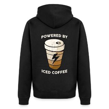 Powered By Iced Coffee Coffee Gift - Unisex Premium Organic Zip Hoodie - black - Back - Nico (187cm)