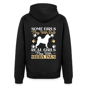 Shiba Inu Japanischer Hund Lover Welpe Pfote Liebe - Unisex Premium Bio Zip Hoodie - Schwarz - Hinten - Nico (187cm)