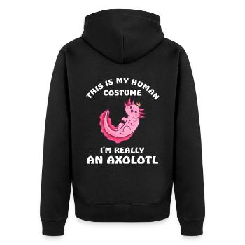 This Is My Human Costume Axolotl - Unisex Premium Bio Zip Hoodie - Schwarz - Hinten - Nico (187cm)