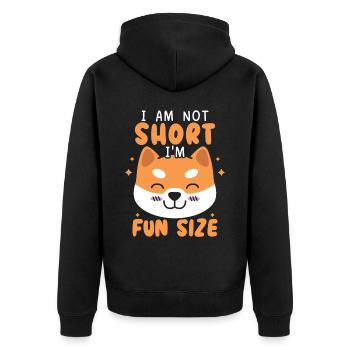 Ich bin nicht klein Ich bin lustig Größe Shiba Inu Japanischer Hund - Unisex Premium Bio Zip Hoodie - Schwarz - Hinten - Nico (187cm)