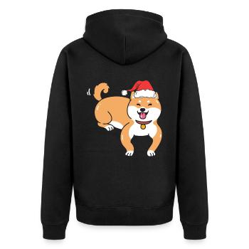 Shiba Inu Japanischer Hund Liebhaber Welpen Pfote Weihnachten - Unisex Premium Bio Zip Hoodie - Schwarz - Hinten - Nico (187cm)