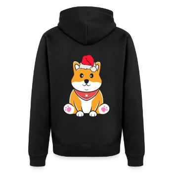 Shiba Inu Japanischer Hund Liebhaber Welpen Pfote Weihnachten - Unisex Premium Bio Zip Hoodie - Schwarz - Hinten - Nico (187cm)