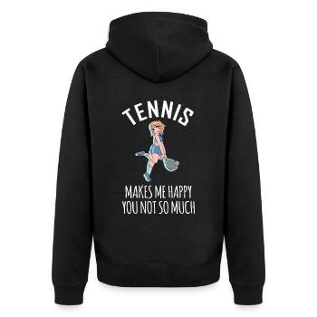 Tennis Makes Me Happy You Not So Much - Unisex Premium Organic Zip Hoodie - black - Back - Nico (187cm)