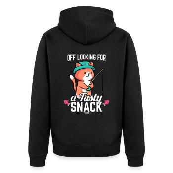 Angeln Katze Kinder Fische - Unisex Premium Bio Zip Hoodie - Schwarz - Hinten - Nico (187cm)