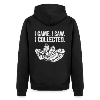Lustiger Geologe auf Steinjagd - Unisex Premium Bio Zip Hoodie - Schwarz - Hinten - Nico (187cm)