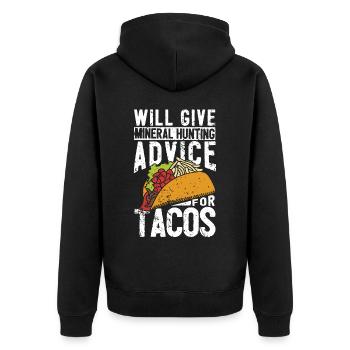 Funny geologist on a stone hunt - Unisex Premium Organic Zip Hoodie - black - Back - Nico (187cm)