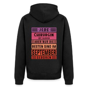 Krankenhaus Arzt Geburtstag September geboren - Unisex Premium Bio Zip Hoodie - Schwarz - Hinten - Nico (187cm)