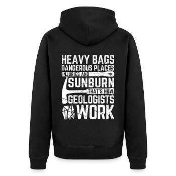Funny Geology Geologist Rock Hunting - Unisex Premium Organic Zip Hoodie - black - Back - Nico (187cm)