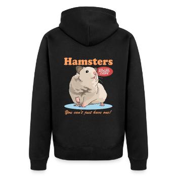 Hamster Goldhamster Zwerghamster Geschenk - Unisex Premium Bio Zip Hoodie - Schwarz - Hinten - Nico (187cm)
