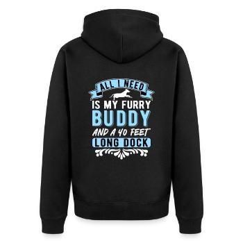 Dock Diving All I Need Is My Furrdy Buddy - Unisex Premium Bio Zip Hoodie - Schwarz - Hinten - Nico (187cm)