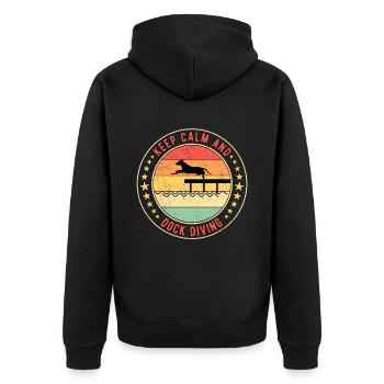 Keep Calm And Dock Diving - Unisex Premium Bio Zip Hoodie - Schwarz - Hinten - Nico (187cm)
