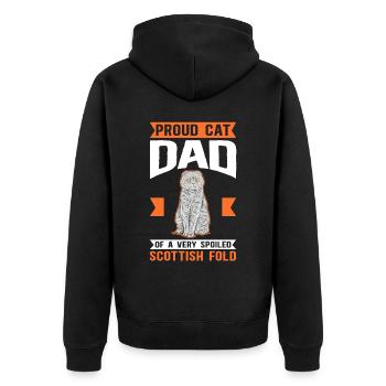Écossais Chat à oreilles pliantes Papa Chat Cadeau - Veste à capuche bio Premium Unisexe - noir - Dos - Nico (187cm)