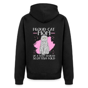 Écossais Chat à oreilles pliantes Maman Cat Maman Cadeau - Veste à capuche bio Premium Unisexe - noir - Dos - Nico (187cm)