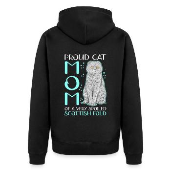 Écossais Chat à oreilles pliantes Maman Cat Cadeau - Veste à capuche bio Premium Unisexe - noir - Dos - Nico (187cm)