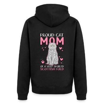 Écossais Chat à oreilles pliantes Maman Cat Cadeau - Veste à capuche bio Premium Unisexe - noir - Dos - Nico (187cm)