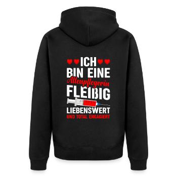 Eine Altenpflegerin Fleißig Liebenswert Und Total - Unisex Premium Bio Zip Hoodie - Schwarz - Hinten - Nico (187cm)