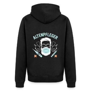 Krankenpfleger Altenpfleger Beruf Mit Passion Sinn - Unisex Premium Bio Zip Hoodie - Schwarz - Hinten - Nico (187cm)