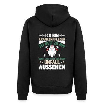 Krankenpfleger Sei Nett Zu Mir Unfall Aussehen - Unisex Premium Bio Zip Hoodie - Schwarz - Hinten - Nico (187cm)