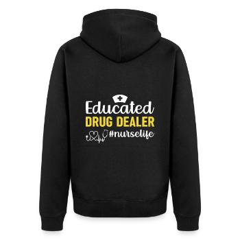 Gebildeter Drogendealer Krankenpflege Lebenshilfe - Unisex Premium Bio Zip Hoodie - Schwarz - Hinten - Nico (187cm)