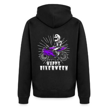 Motorcycle Lifestyle / Motorrad / Motorräder biker - Unisex Premium Bio Zip Hoodie - Schwarz - Hinten - Nico (187cm)