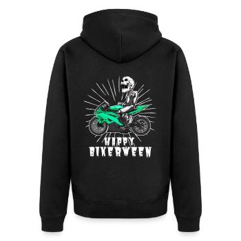 Motorcycle Lifestyle / Motorrad / Motorräder biker - Unisex Premium Bio Zip Hoodie - Schwarz - Hinten - Nico (187cm)