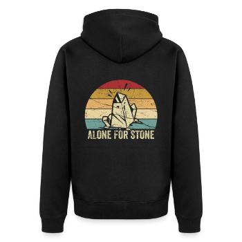 Lustiger Geologe auf Steinjagd - Unisex Premium Bio Zip Hoodie - Schwarz - Hinten - Nico (187cm)