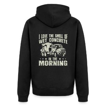 Béton mouillé le matin Drôles de constructeurs de béton - Veste à capuche bio Premium Unisexe - noir - Dos - Nico (187cm)
