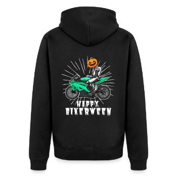Motorcycle Lifestyle / Motorrad / Motorräder biker - Unisex Premium Bio Zip Hoodie - Schwarz - Hinten - Nico (187cm)