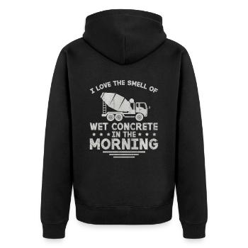 Wet Concrete In The Morning Funny Concrete Builders - Unisex Premium Organic Zip Hoodie - black - Back - Nico (187cm)