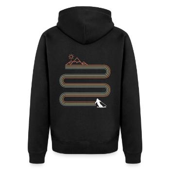 Alpin Wintersport Ski Berge Alpen Piste Skifahren - Unisex Premium Bio Zip Hoodie - Schwarz - Hinten - Nico (187cm)