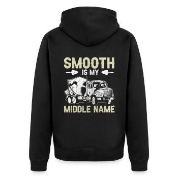Smooth Is My Middle Name Betonbauer - Unisex Premium Organic Zip Hoodie - black - Back - Nico (187cm)